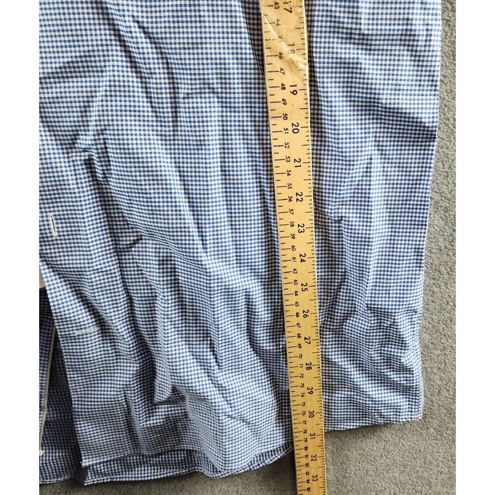 Eton Contemporary Fit MicroCheck Shirt Men's 17.5 Dark Blue Front Button Closure - Picture 6 of 13
